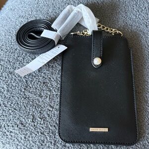 Chic Black Crossbody Bag with Gold Accents